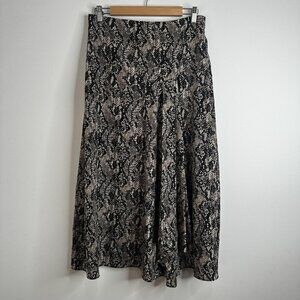 Veronica Beard Skirt Womens 8 Snake Print‎ Silk Midi Flare Animal Pattern Ruched